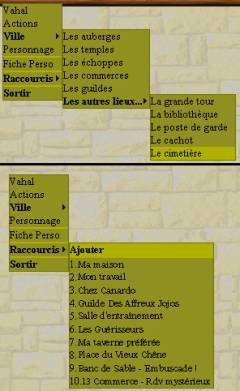 Les sous-menus du clic droit : la ville et les raccourcis